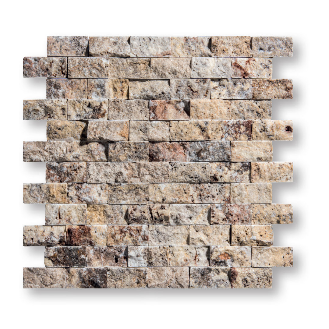 Autumn Split Face Travertine Mosaic 1x2