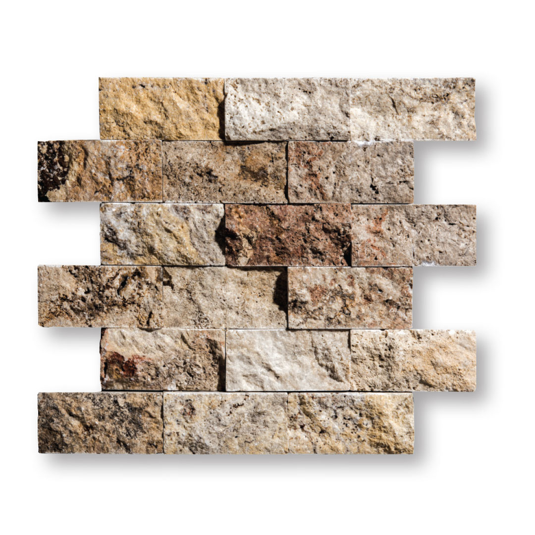 Autumn Split Face Travertine Mosaic 2x4