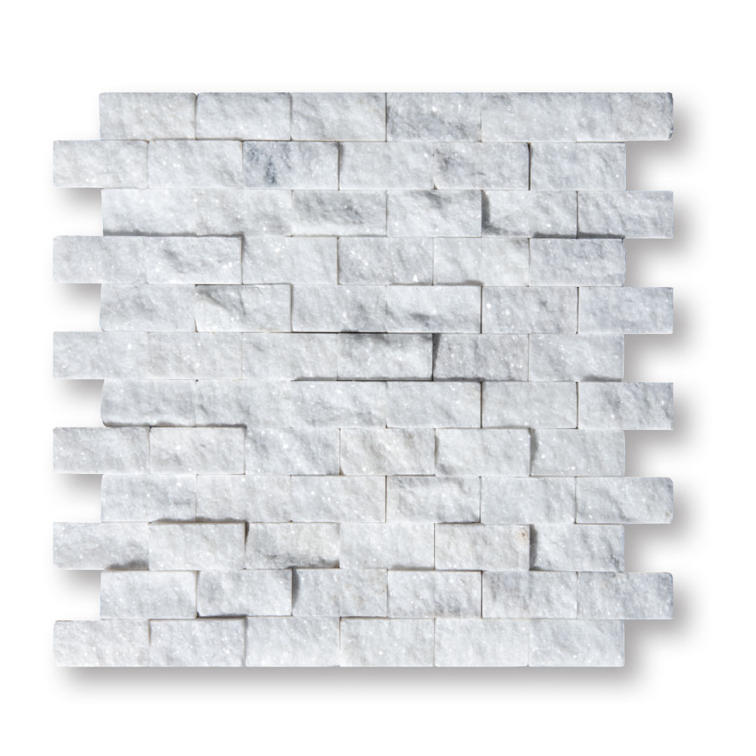 Bianco Royal Split Face Travertine Mosaic 1x2