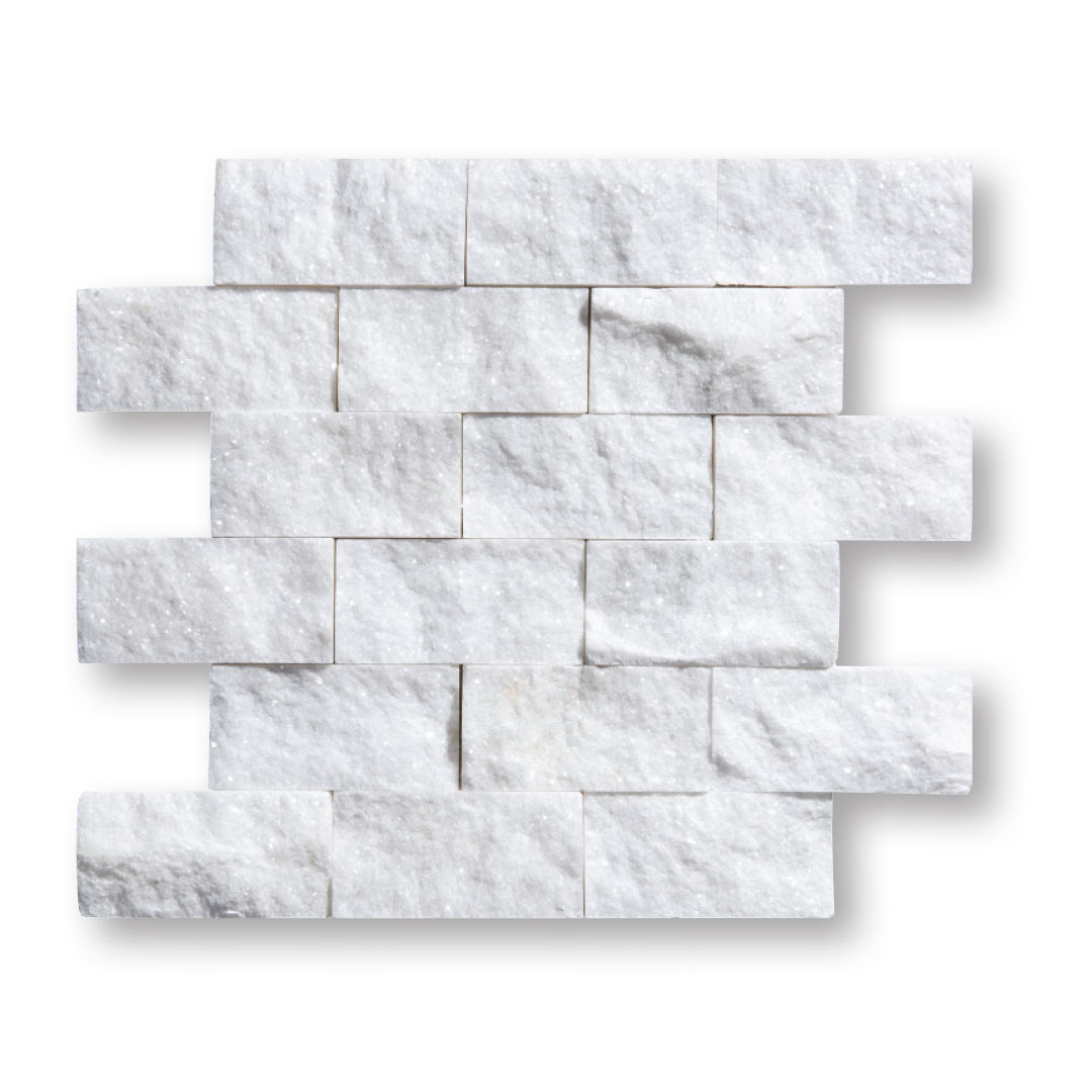 Bianco Royal Split Face Travertine Mosaic 2x4