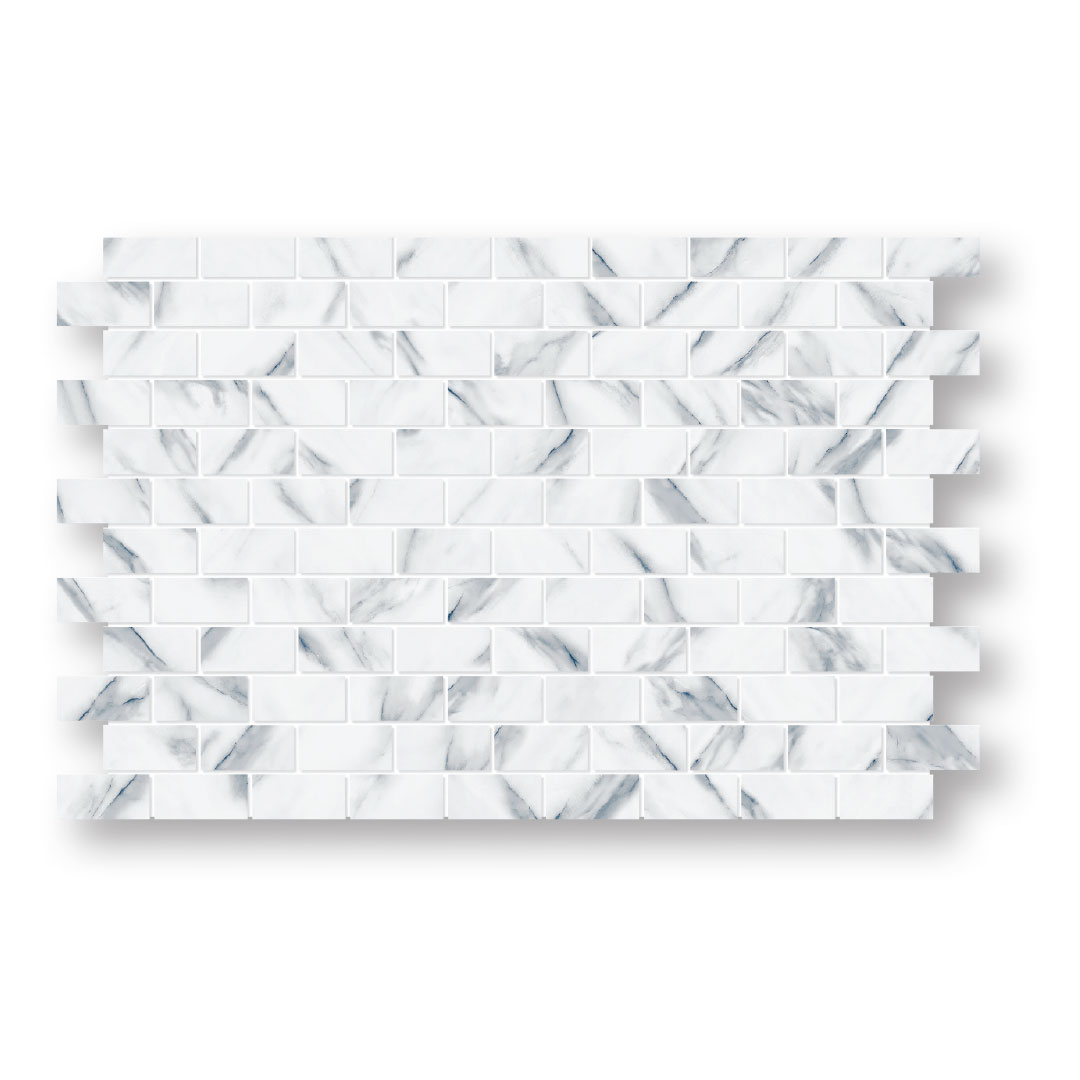Calacatta Glass Mosaic 1x2