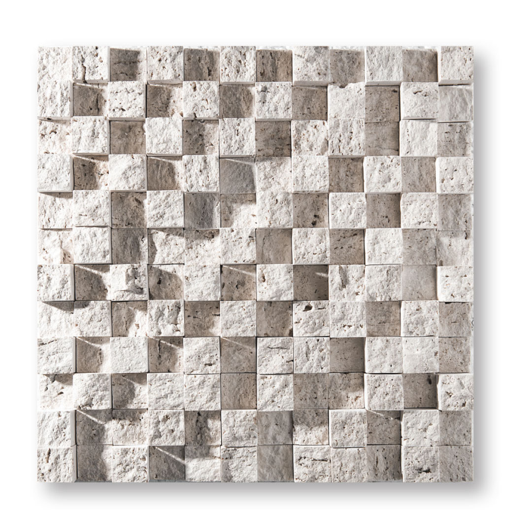 Classic Light Split Face Travertine Mosaic 1x1