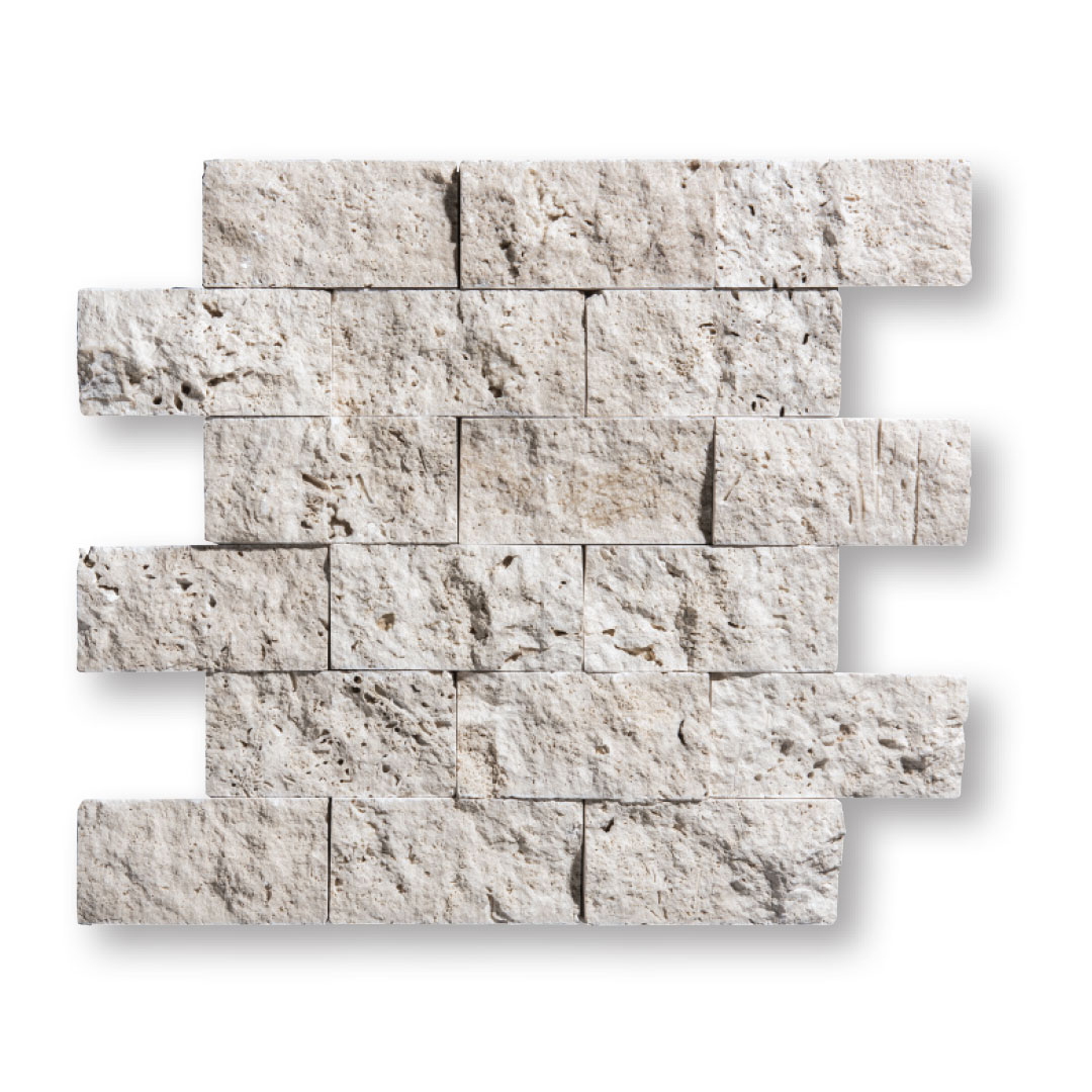 Ivory Split Face Travertine Mosaic 2x4