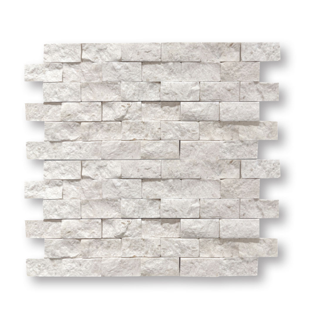 Platinum Ice Split Face Marble Mosaic 1x2