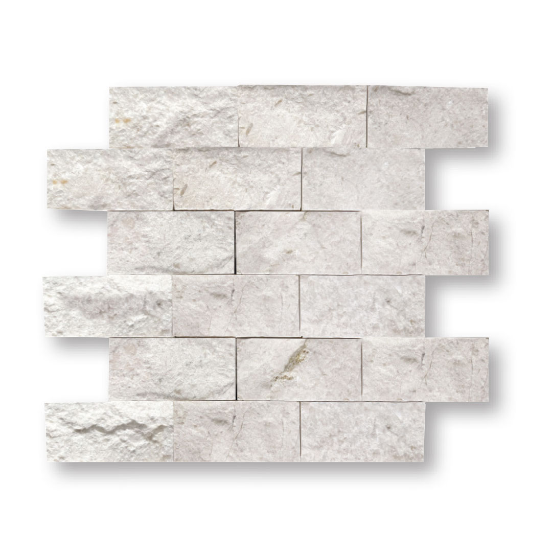 Platinum Ice Split Face Marble Mosaic 2x4