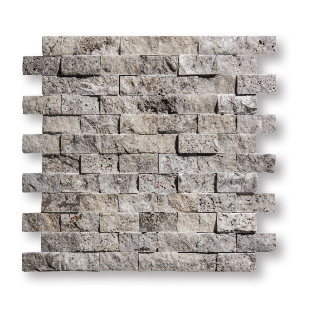 Silver Travertine Mosaic 1x2