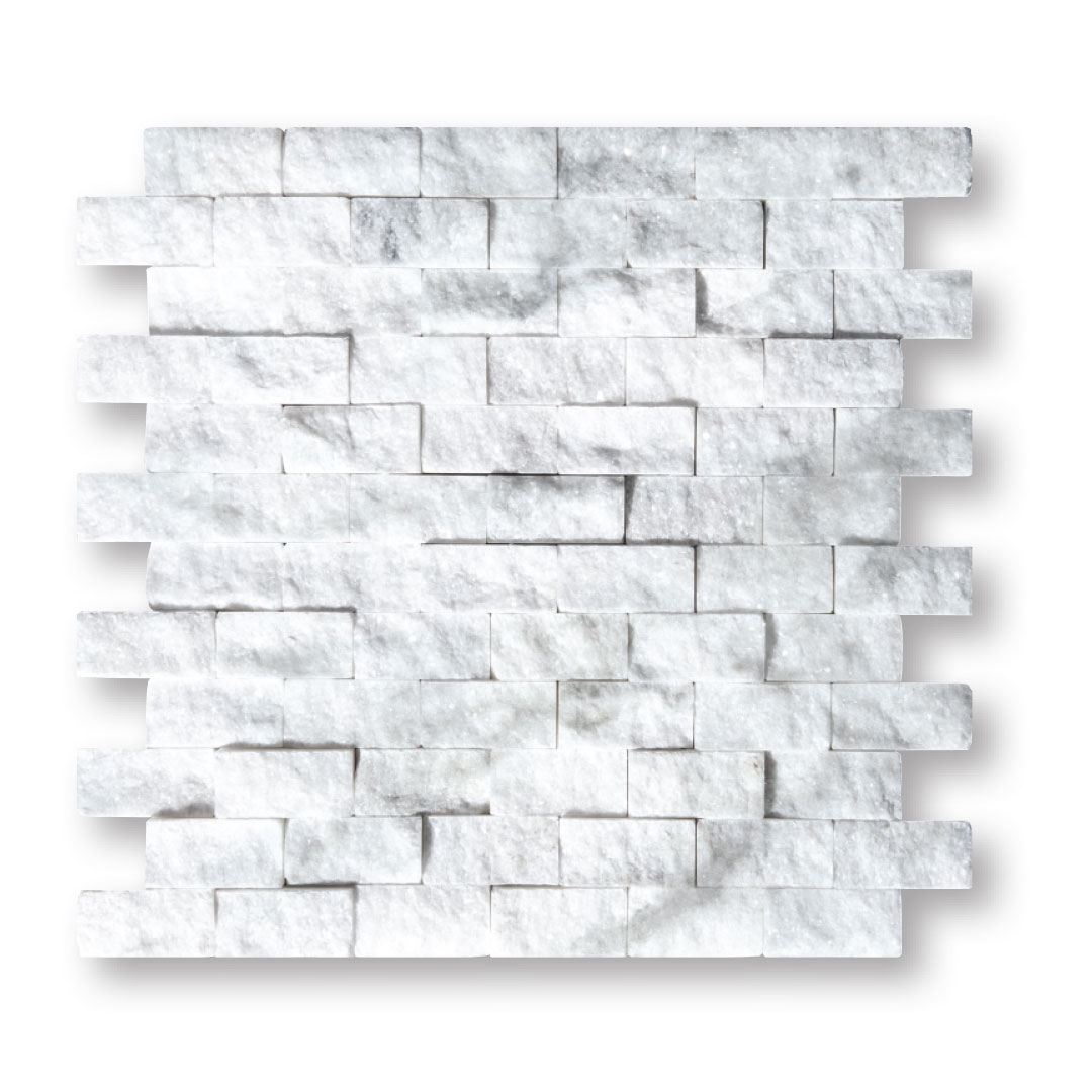 Sky White Split Face Travertine Mosaic 1x2