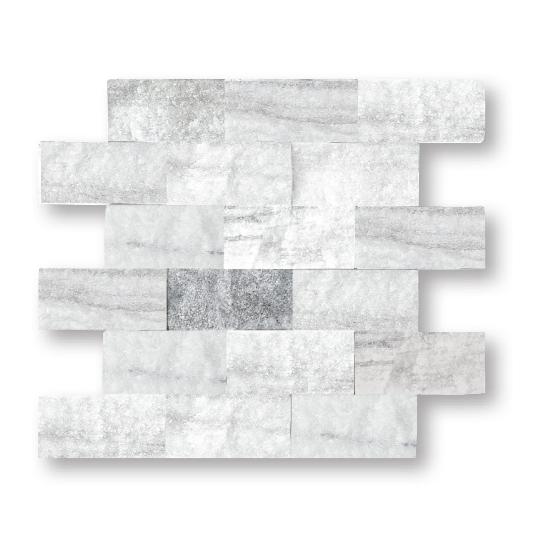 Sky White Split Face Travertine Mosaic 2x4